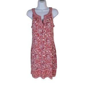 MAGNOLIA GRACE Coral Alhambra Embroidered Trim Dress Size S